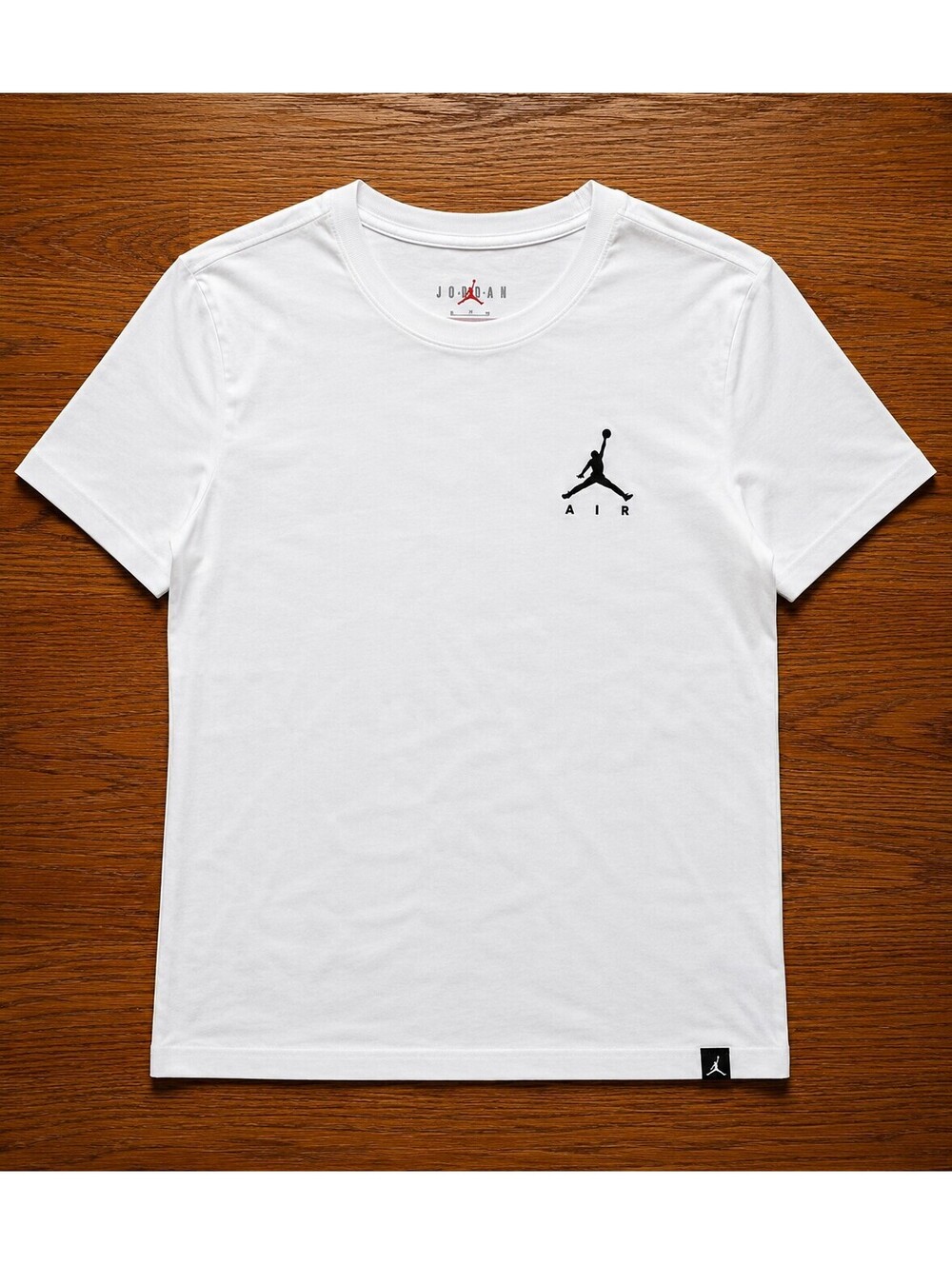 Jordan Air Men’s White Short Sleeve T-Shirt Black Embroidered Jumpman Logo